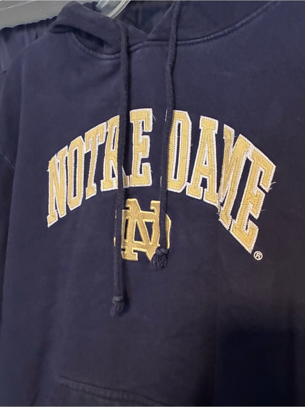 Notre Dame Navy Hoodie with Gold Logo